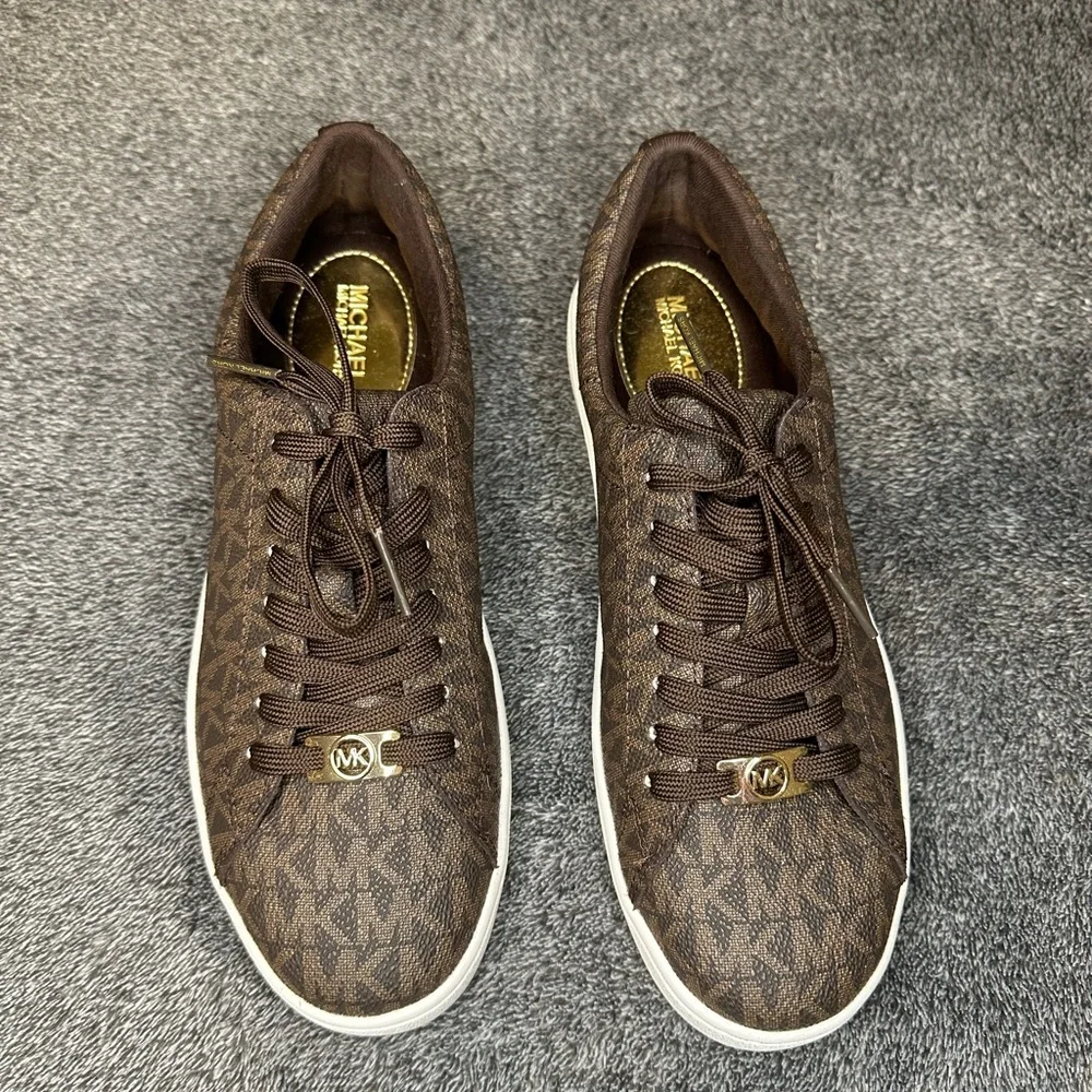 NEW Michael Kors Women Dark Brown Patterned Sneakers - Picture 1 of 5